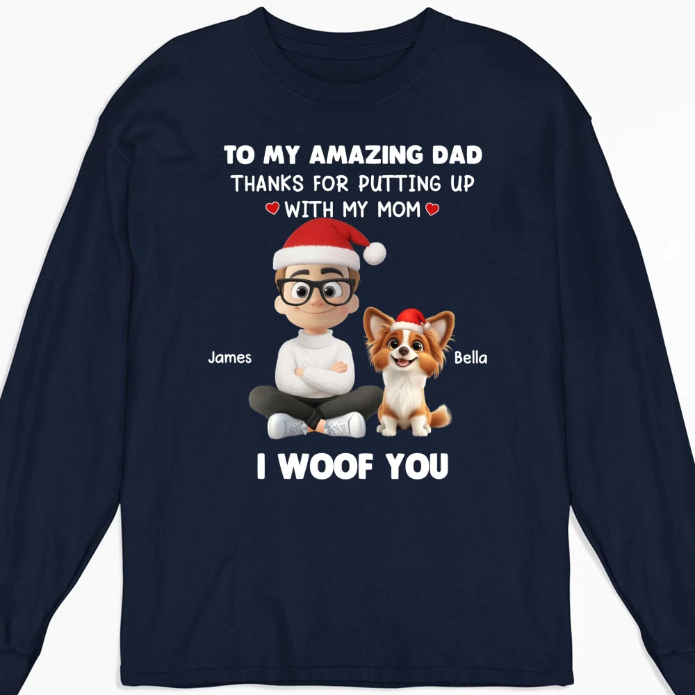 I Woof You Dog Dad - Personalized Custom Long Sleeve T-Shirt - Image 5