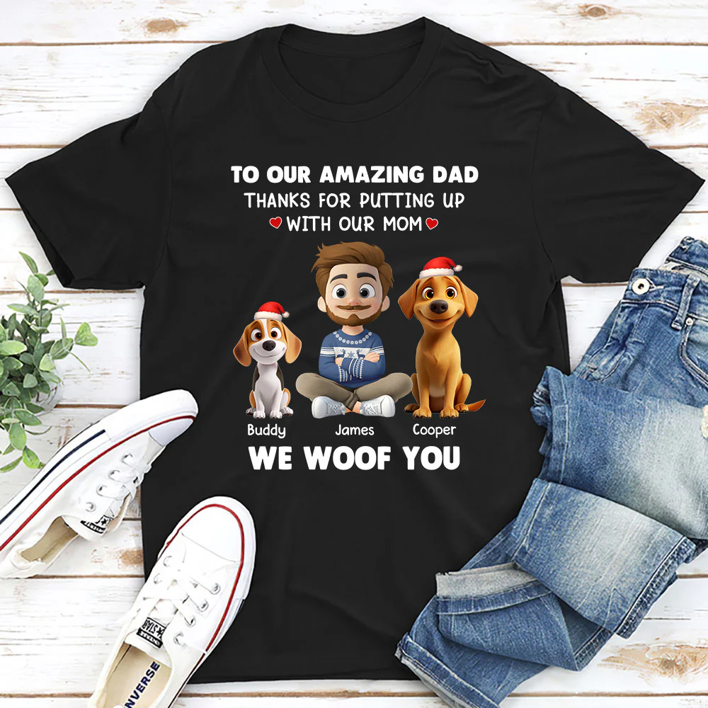 I Woof You Dog Dad - Personalized Custom Unisex T-Shirt - Image 3