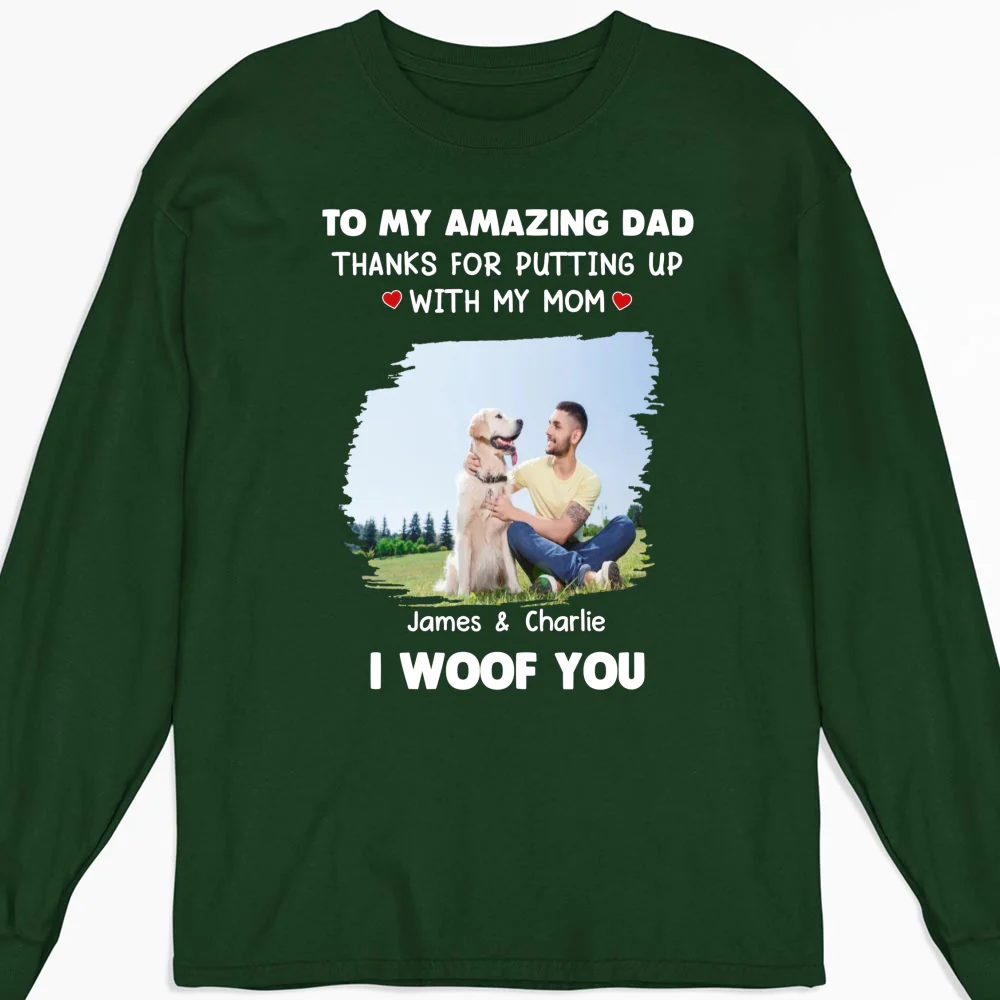 I Woof You Dog Dad Photo - Personalized Custom Long Sleeve T-Shirt - Image 5