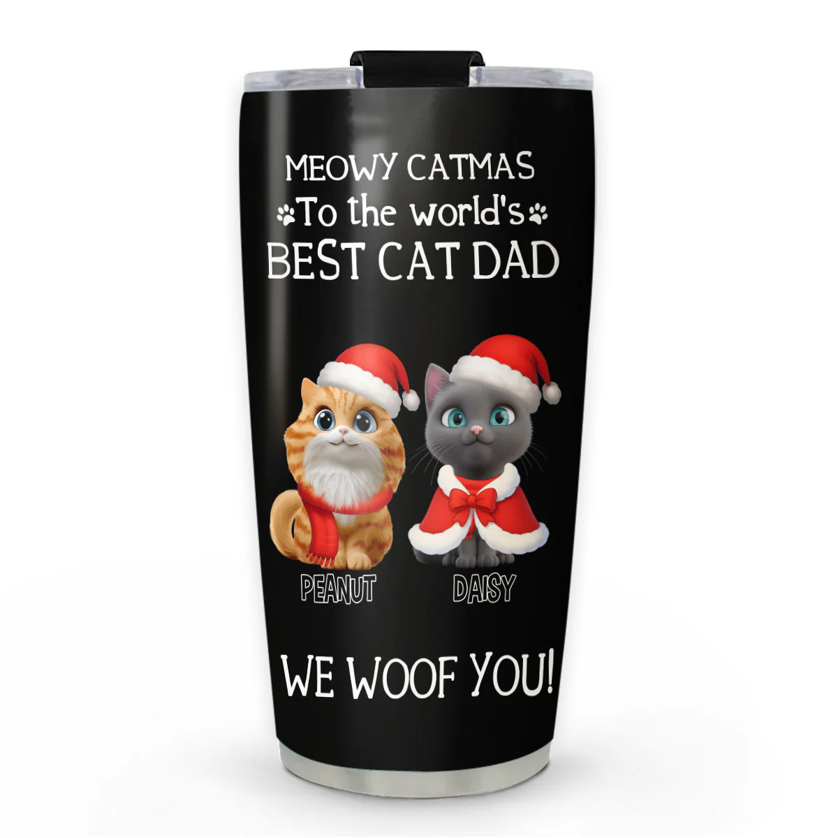 I Woof You The Best Cat Dad Christmas - Personalized Custom Tumbler