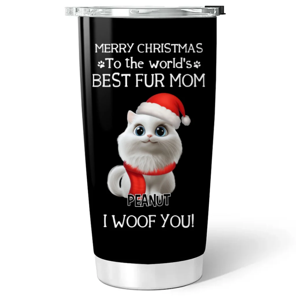 I Woof You The Best Cat Dad Christmas - Personalized Custom Tumbler - Image 6