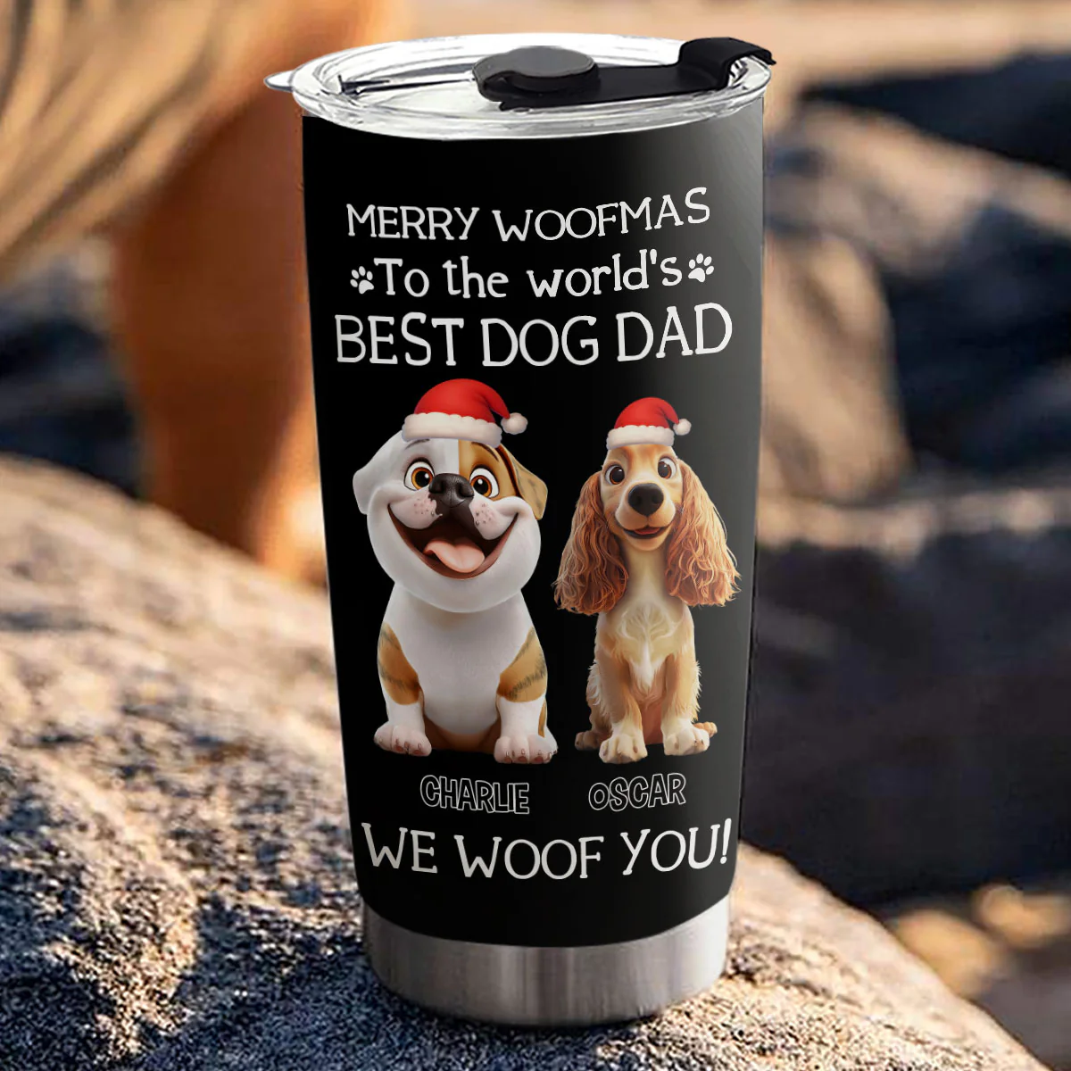I Woof You The Best Dog Dad Christmas - Personalized Custom Tumbler - Image 3