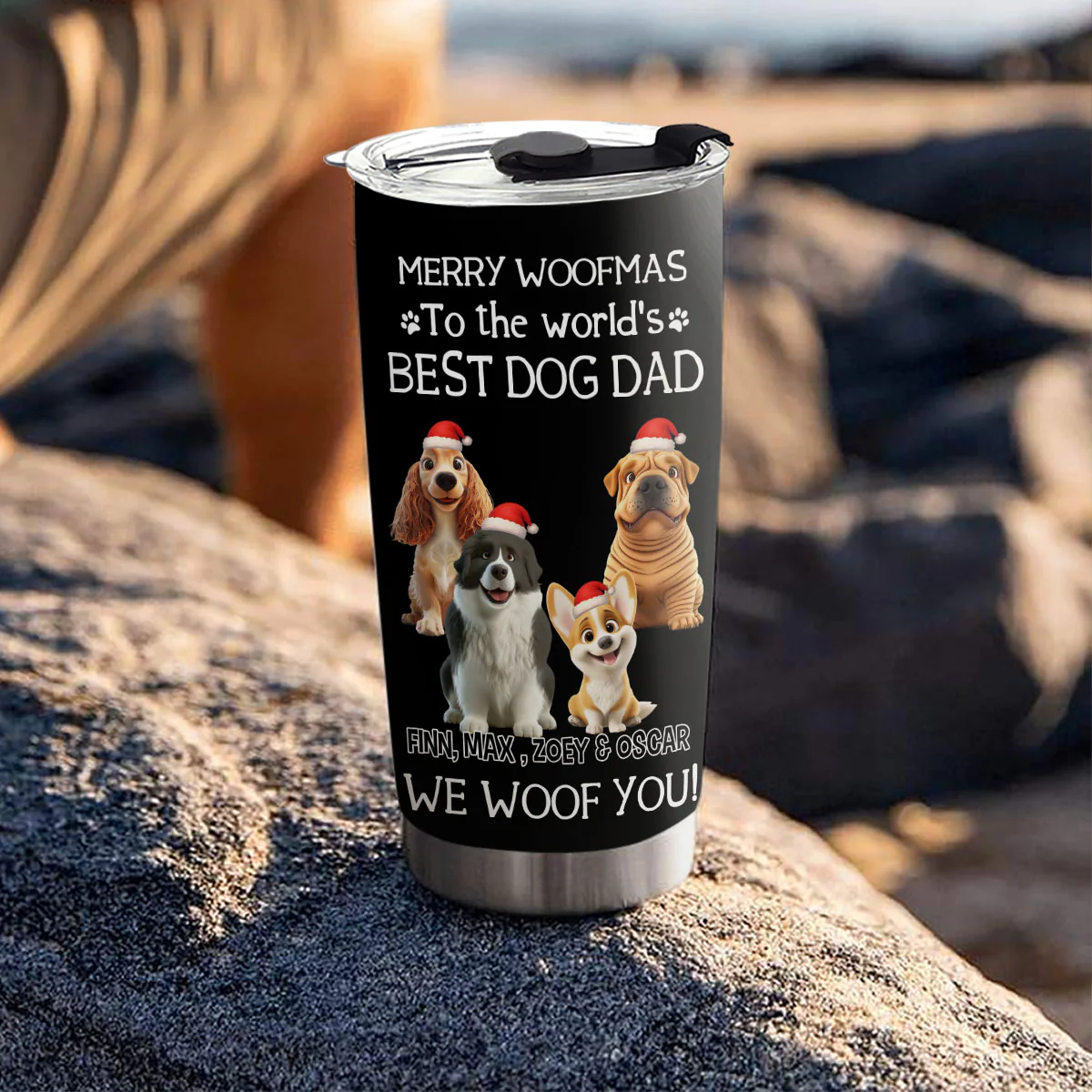 I Woof You The Best Dog Dad Christmas - Personalized Custom Tumbler - Image 4