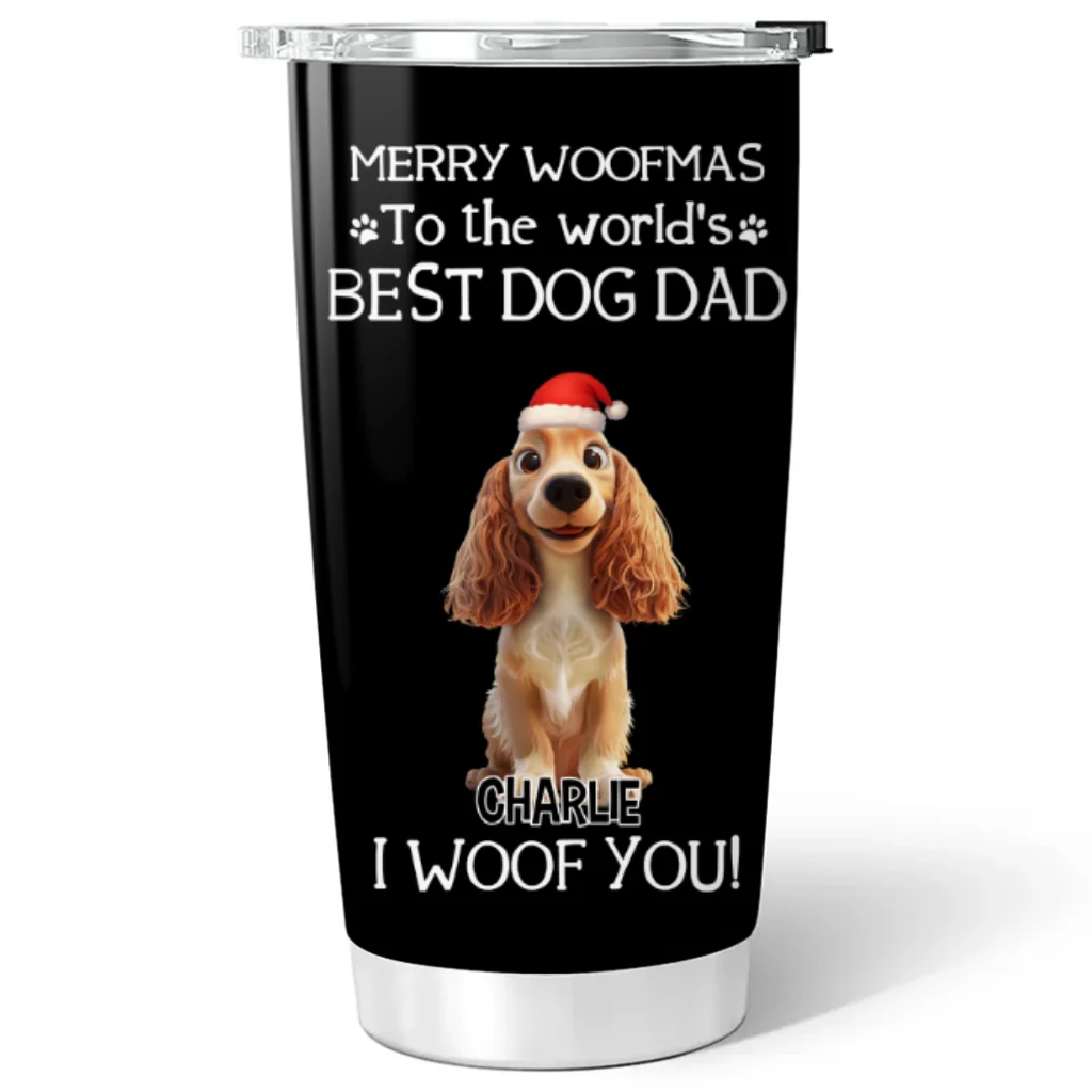I Woof You The Best Dog Dad Christmas - Personalized Custom Tumbler - Image 5