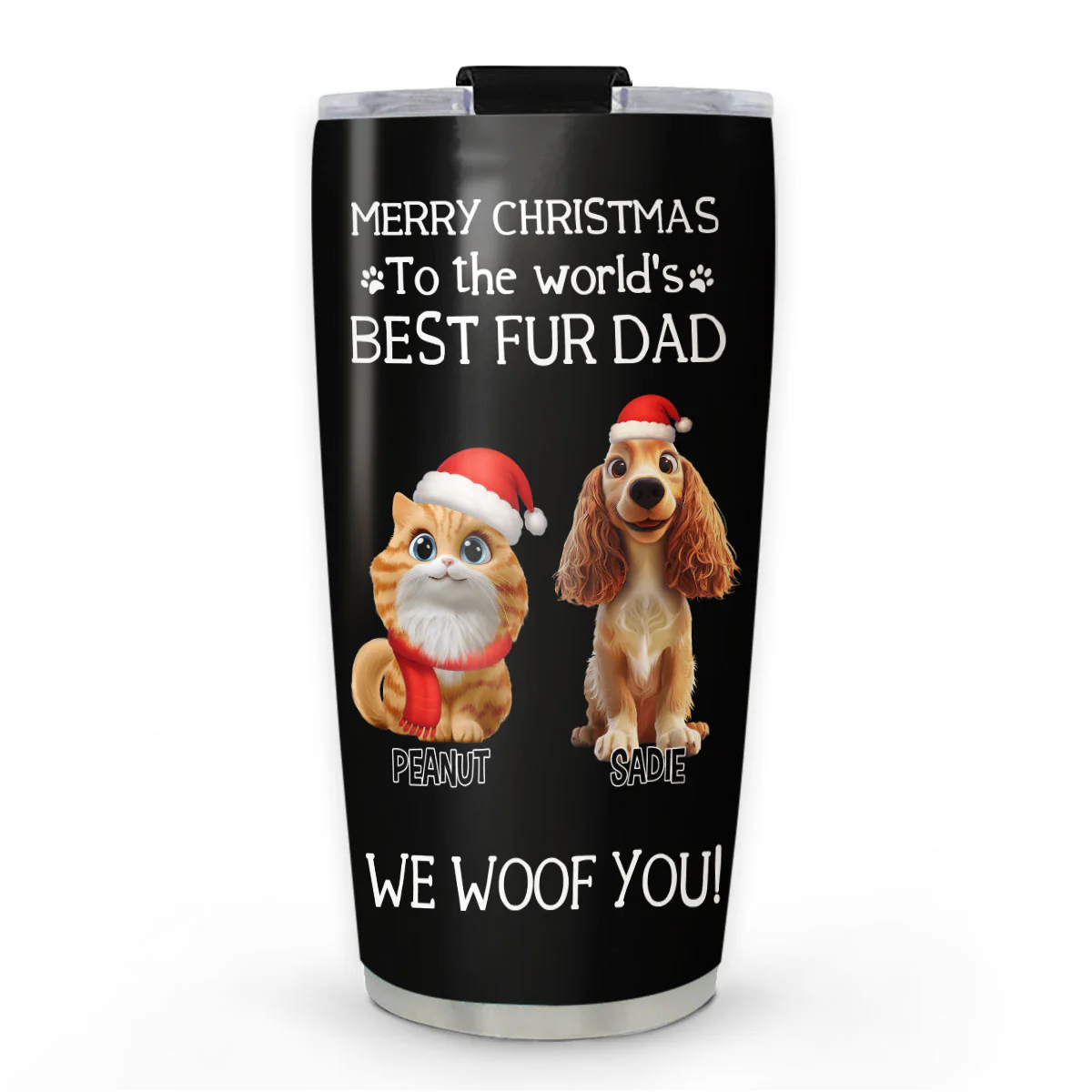 I Woof You The Best Fur Dad Christmas - Personalized Custom Tumbler