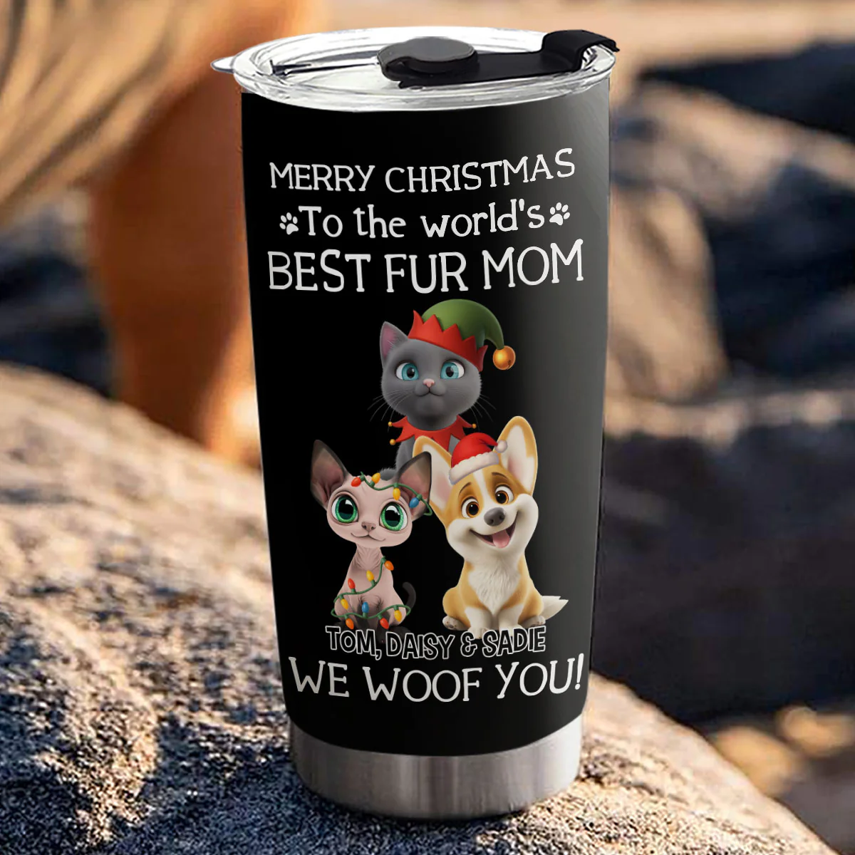 I Woof You The Best Fur Dad Christmas - Personalized Custom Tumbler - Image 4