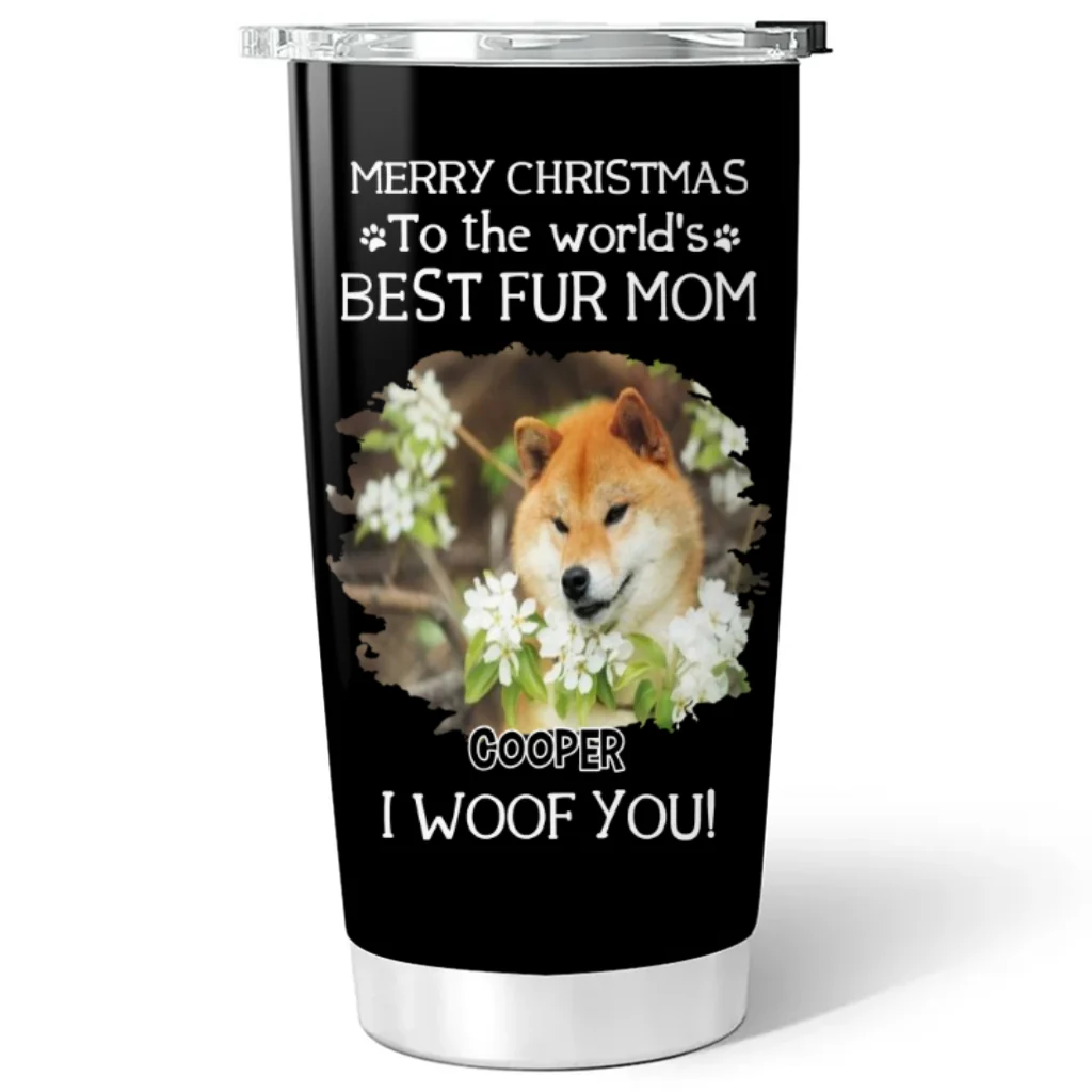 I Woof You The Best Fur Dad Christmas Photo - Personalized Custom Tumbler - Image 3