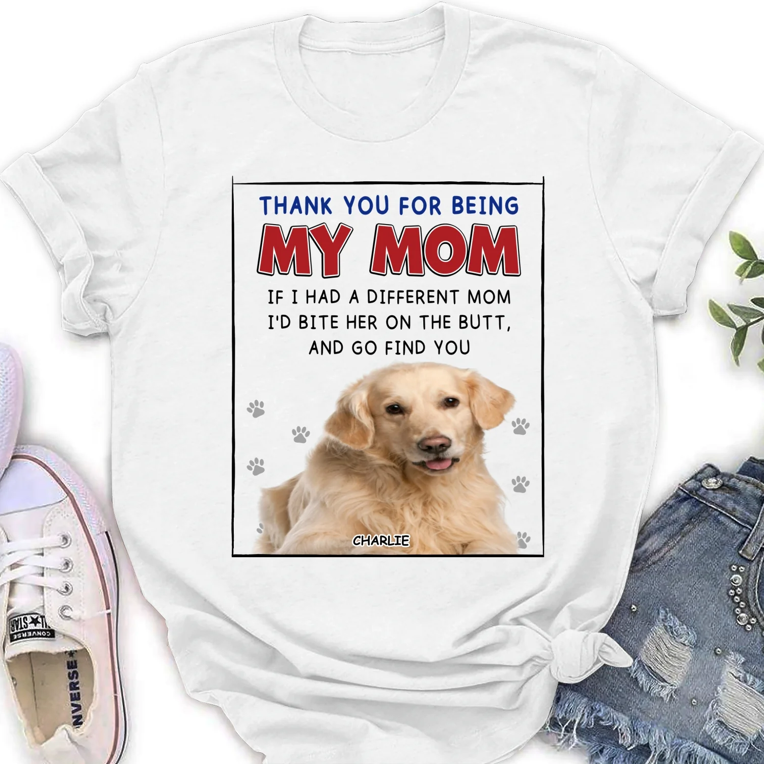 If I Had A Different Mom Christmas Photo - Personalized Custom Women's T-Shirt - Image 3