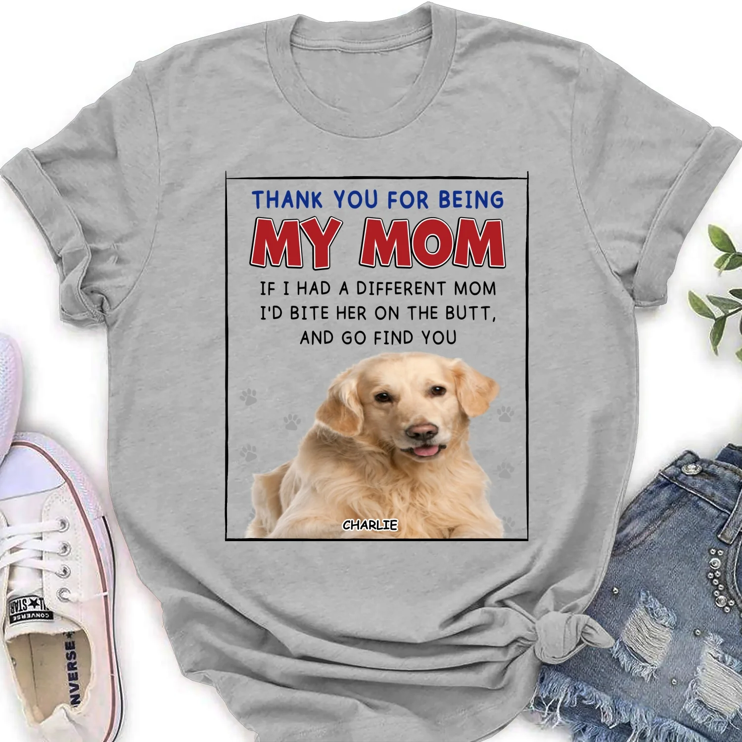 If I Had A Different Mom Christmas Photo - Personalized Custom Women's T-Shirt - Image 4