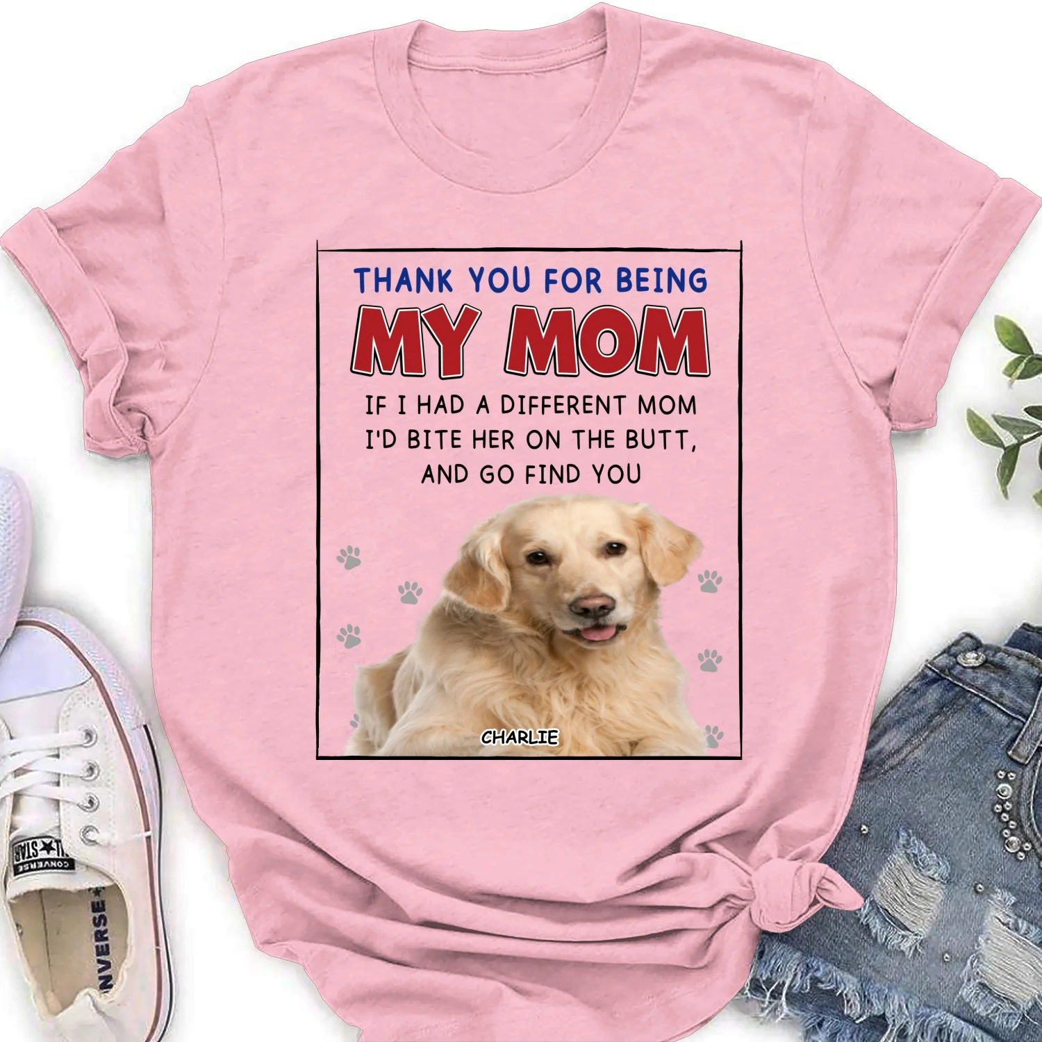 If I Had A Different Mom Christmas Photo - Personalized Custom Women's T-Shirt - Image 5