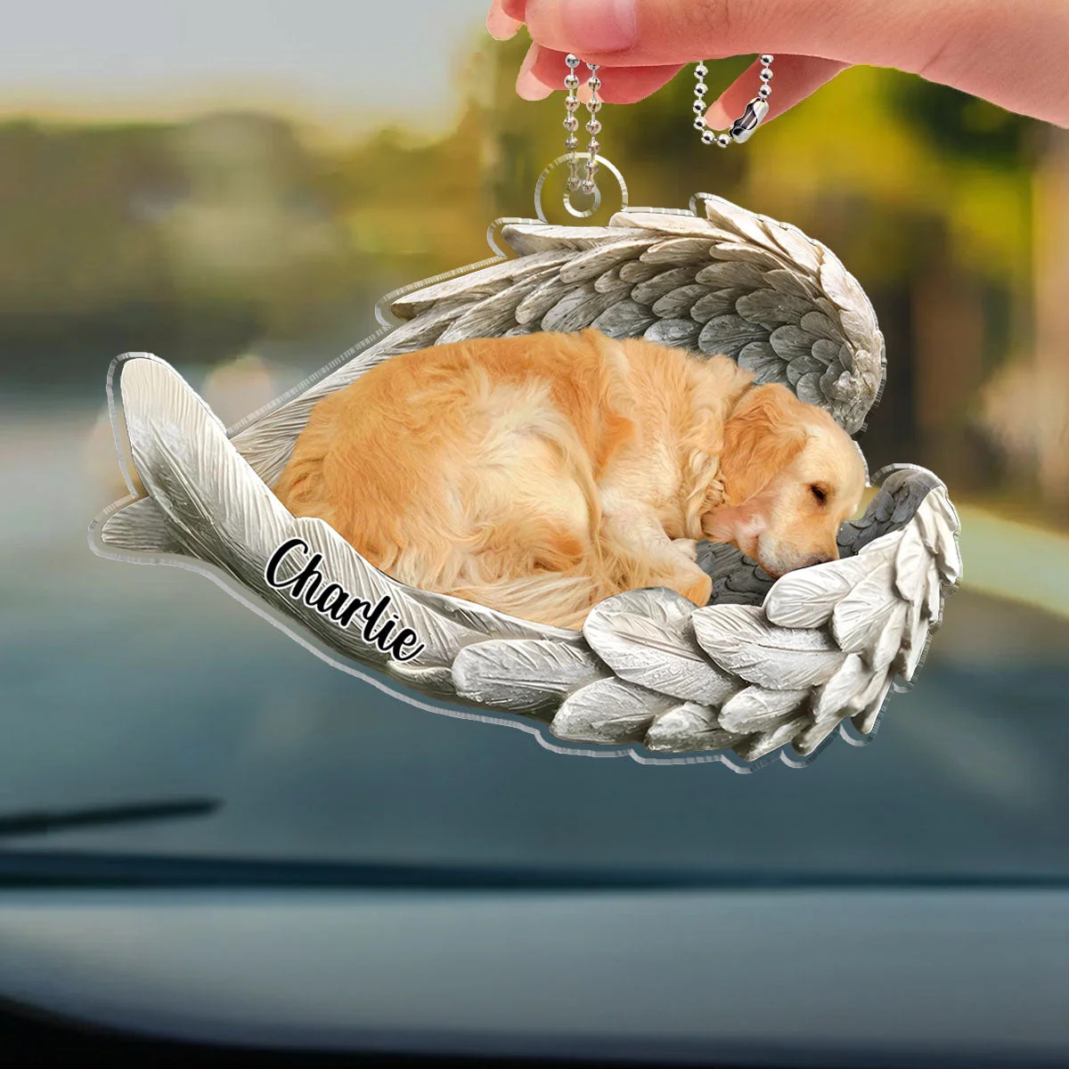 In Angel Wings - Personalized Custom Car Ornament - Image 2