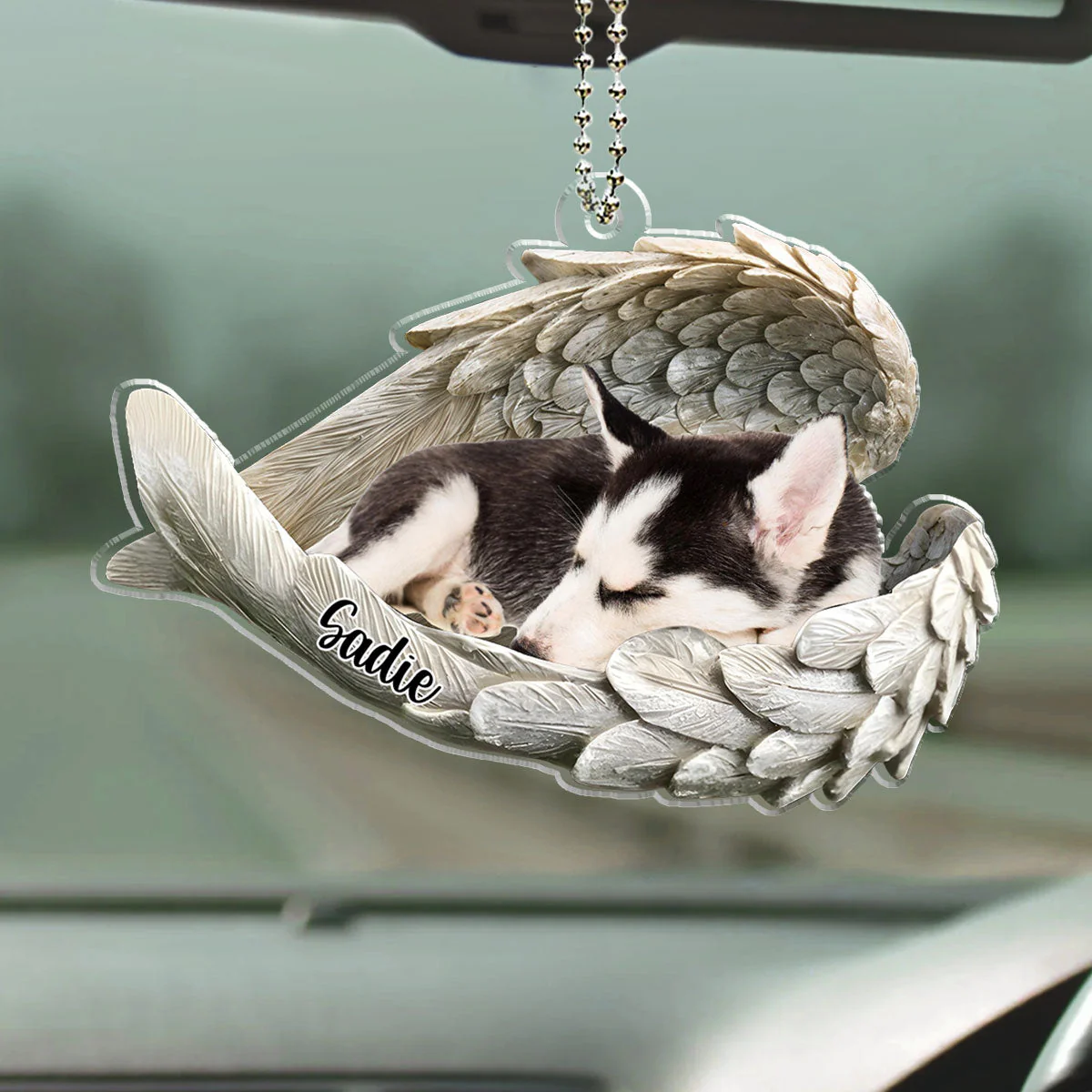 In Angel Wings - Personalized Custom Car Ornament - Image 3