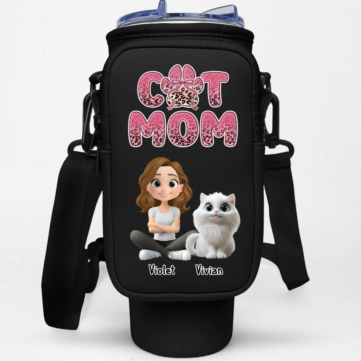 In My Cat Mom Era - Personalized Custom Water Bottle Carrier Bag - Image 10
