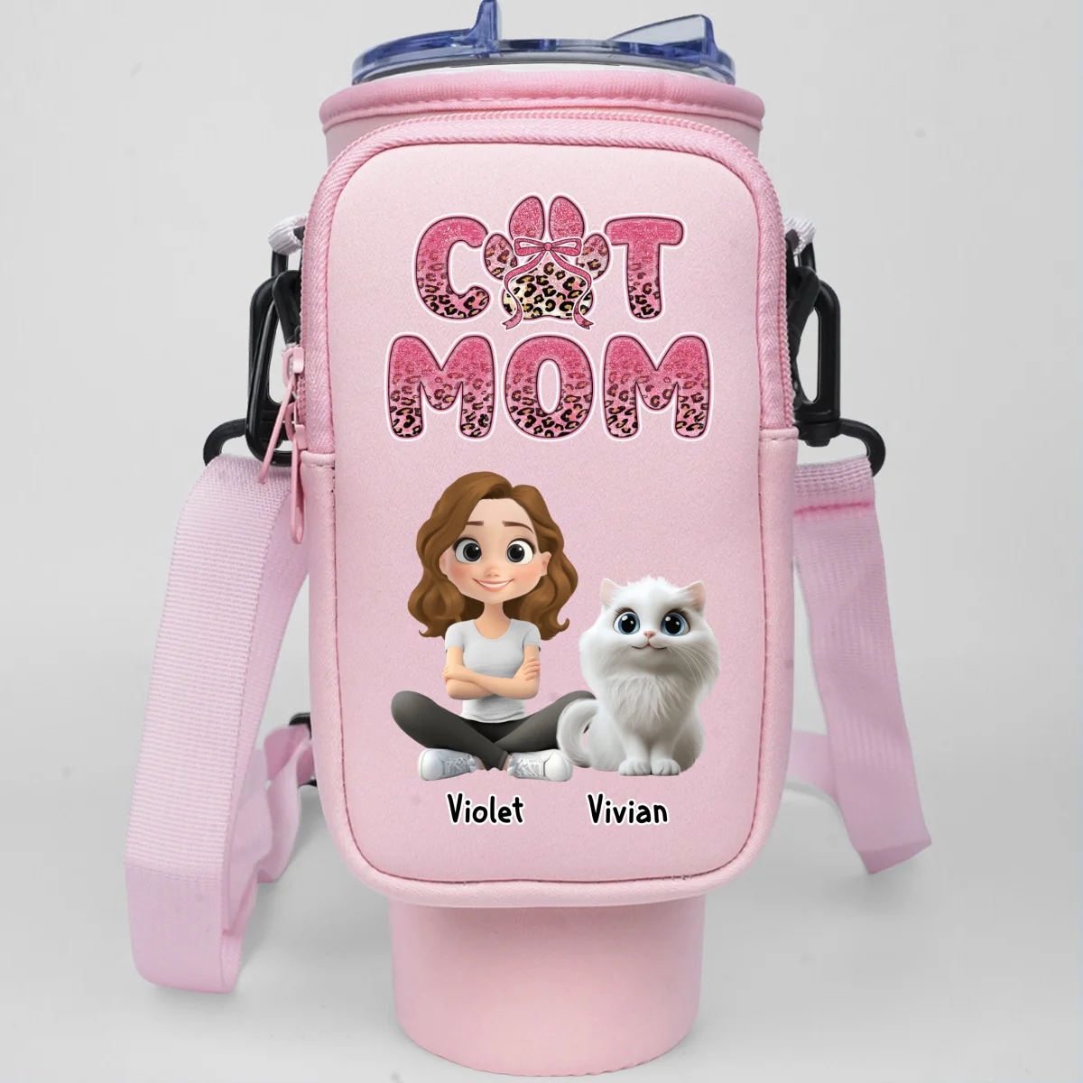 In My Cat Mom Era - Personalized Custom Water Bottle Carrier Bag - Image 11