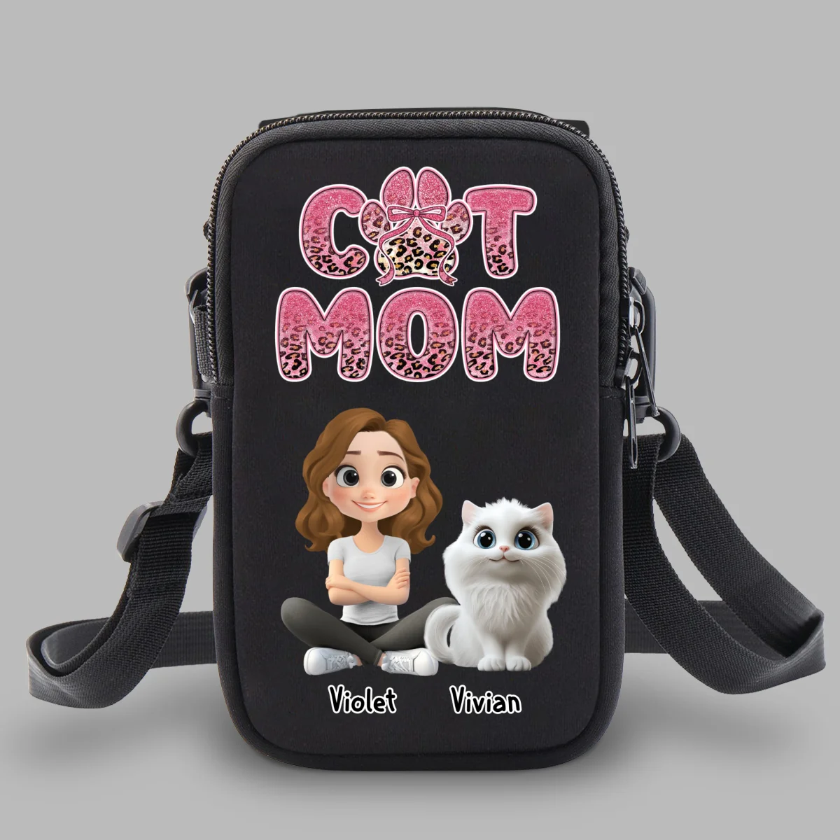 In My Cat Mom Era - Personalized Custom Water Bottle Carrier Bag - Image 7