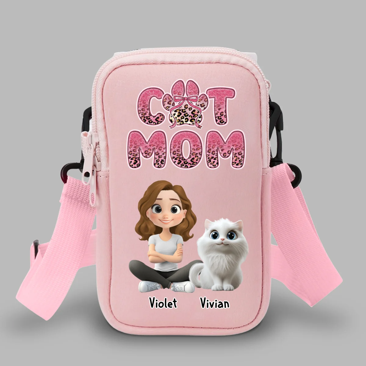 In My Cat Mom Era - Personalized Custom Water Bottle Carrier Bag - Image 8