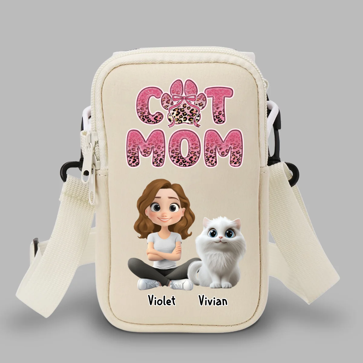 In My Cat Mom Era - Personalized Custom Water Bottle Carrier Bag - Image 9