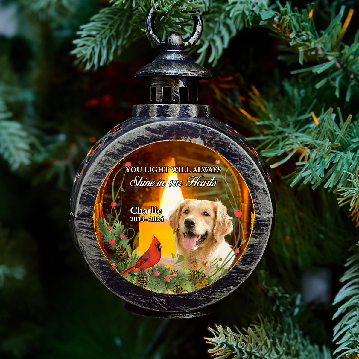 In My Heart Forever - Personalized Custom Christmas Lantern - Image 2