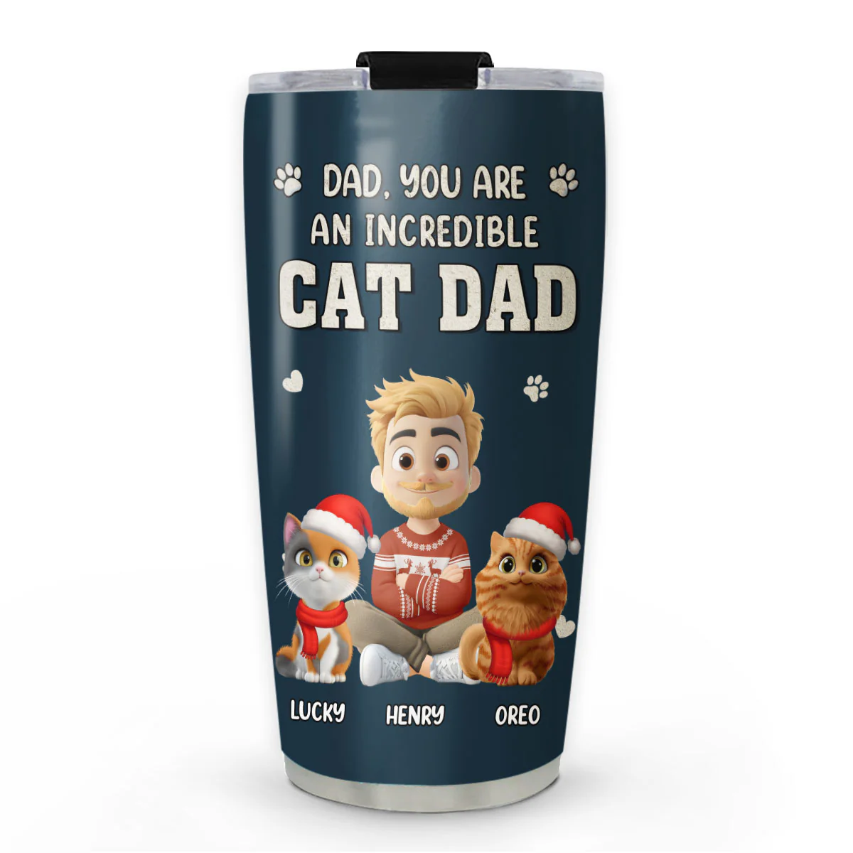 Incredible Christmas Cat Dad - Personalized Custom Tumbler