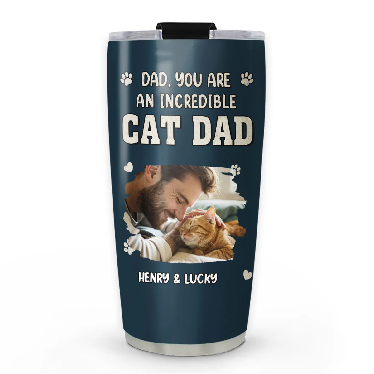 Incredible Christmas Cat Dad Photo - Personalized Custom Tumbler