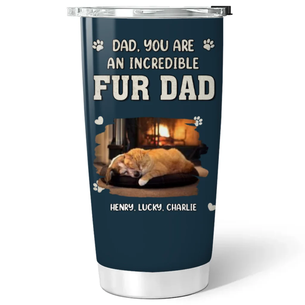 Incredible Christmas Fur Dad Photo - Personalized Custom Tumbler - Image 3