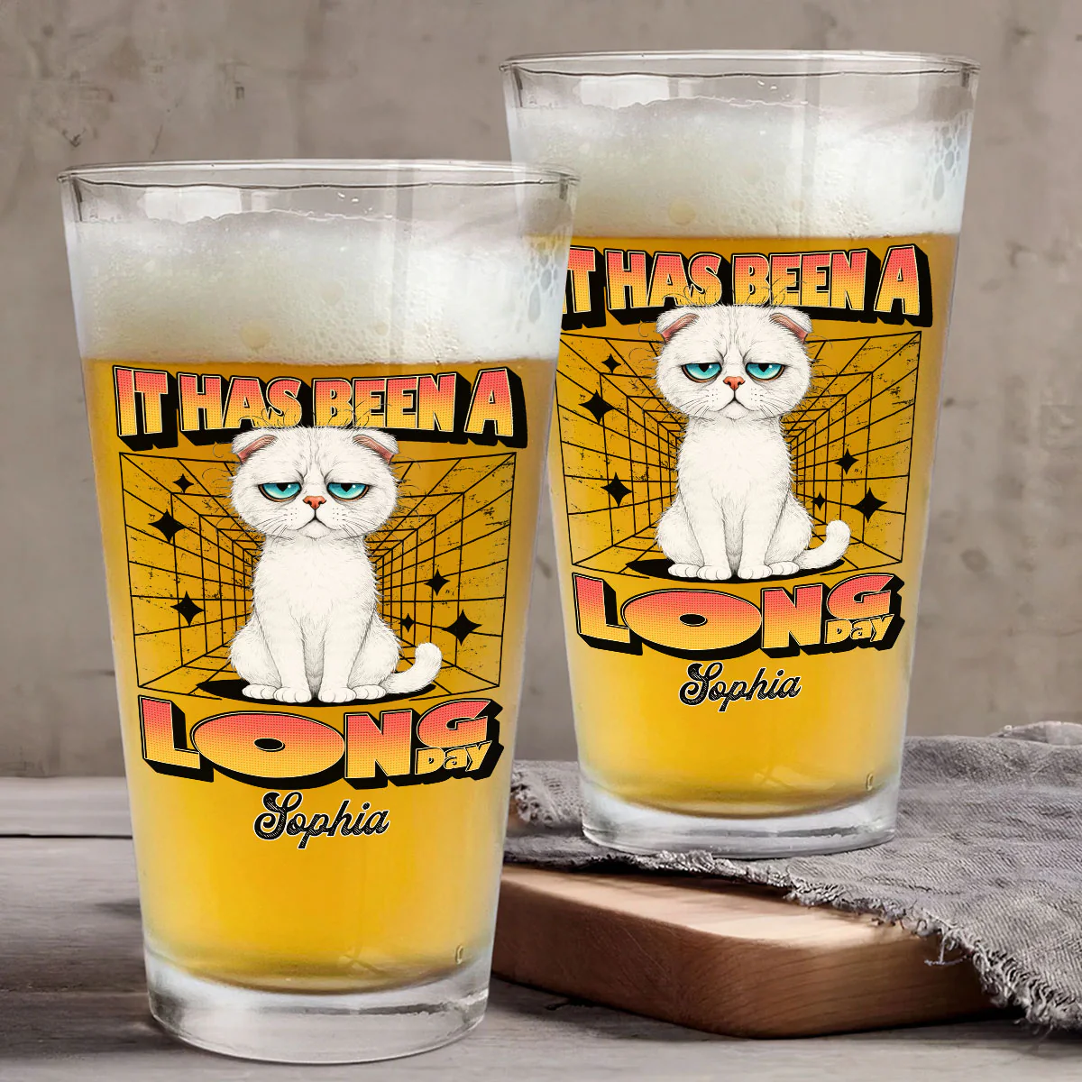 It Has Been A Long Day - Personalized Custom Beer Glass - Image 4