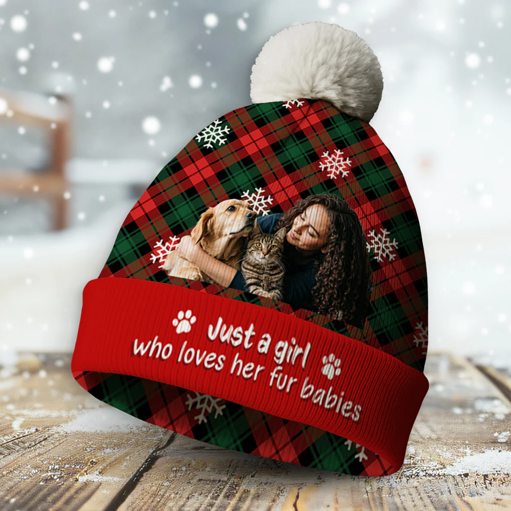 It Is Swell Time Fur Ver Photo - Personalized Custom Bobble Beanie Hat