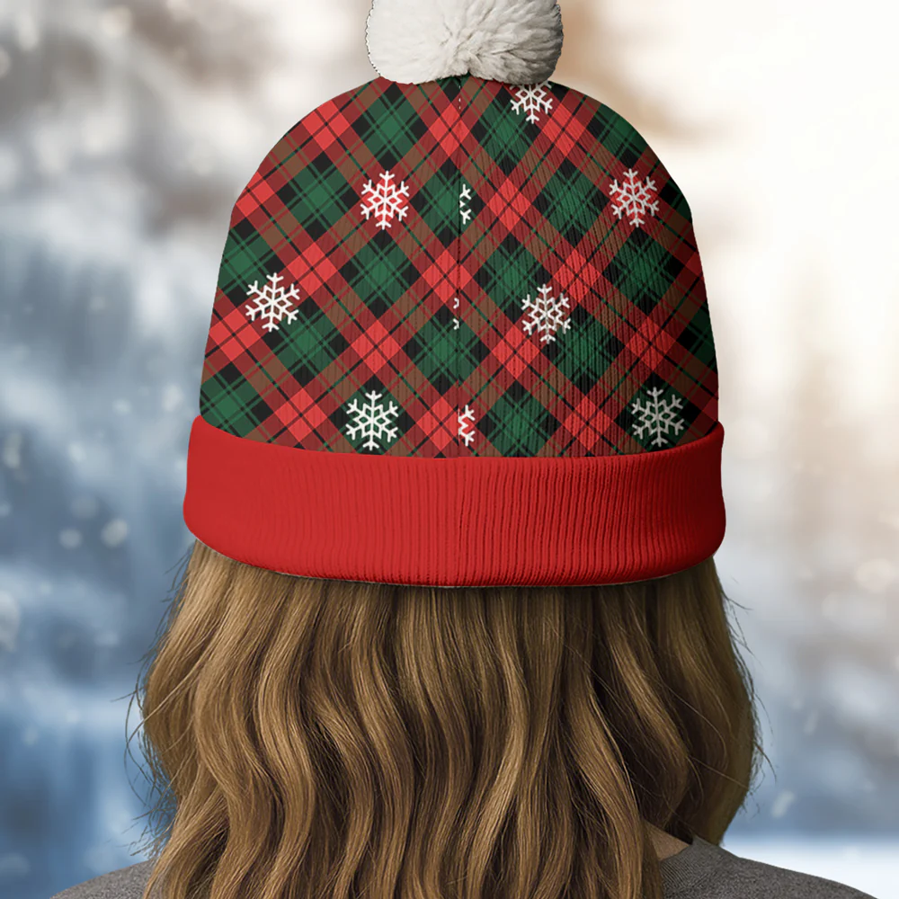 It Is Swell Time Fur Ver Photo - Personalized Custom Bobble Beanie Hat - Image 3