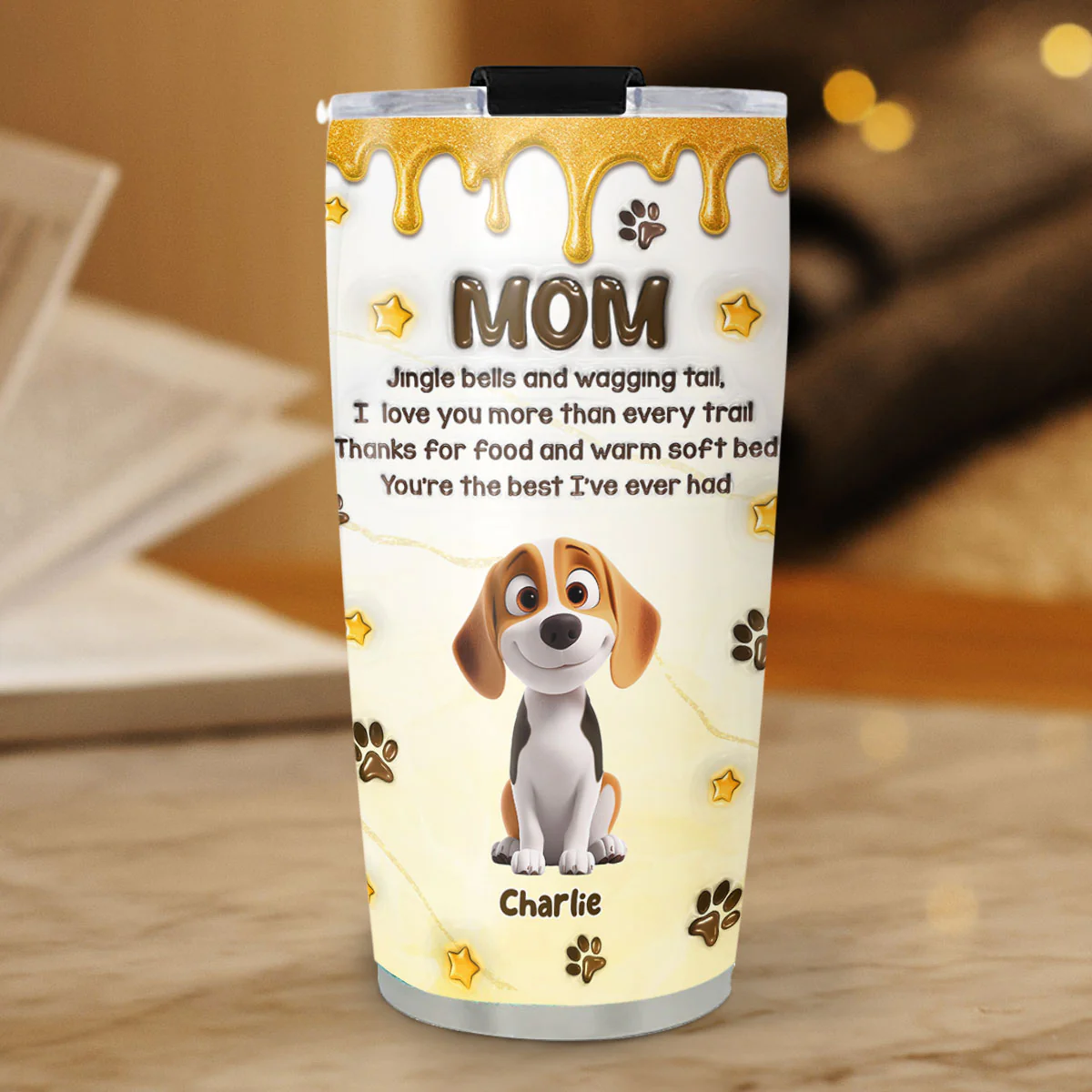 Jingle Bells And Wagging Tail - Personalized Custom 3D Effect Tumbler - Image 3