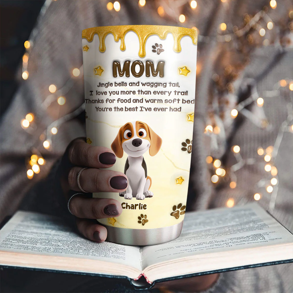 Jingle Bells And Wagging Tail - Personalized Custom 3D Effect Tumbler - Image 4