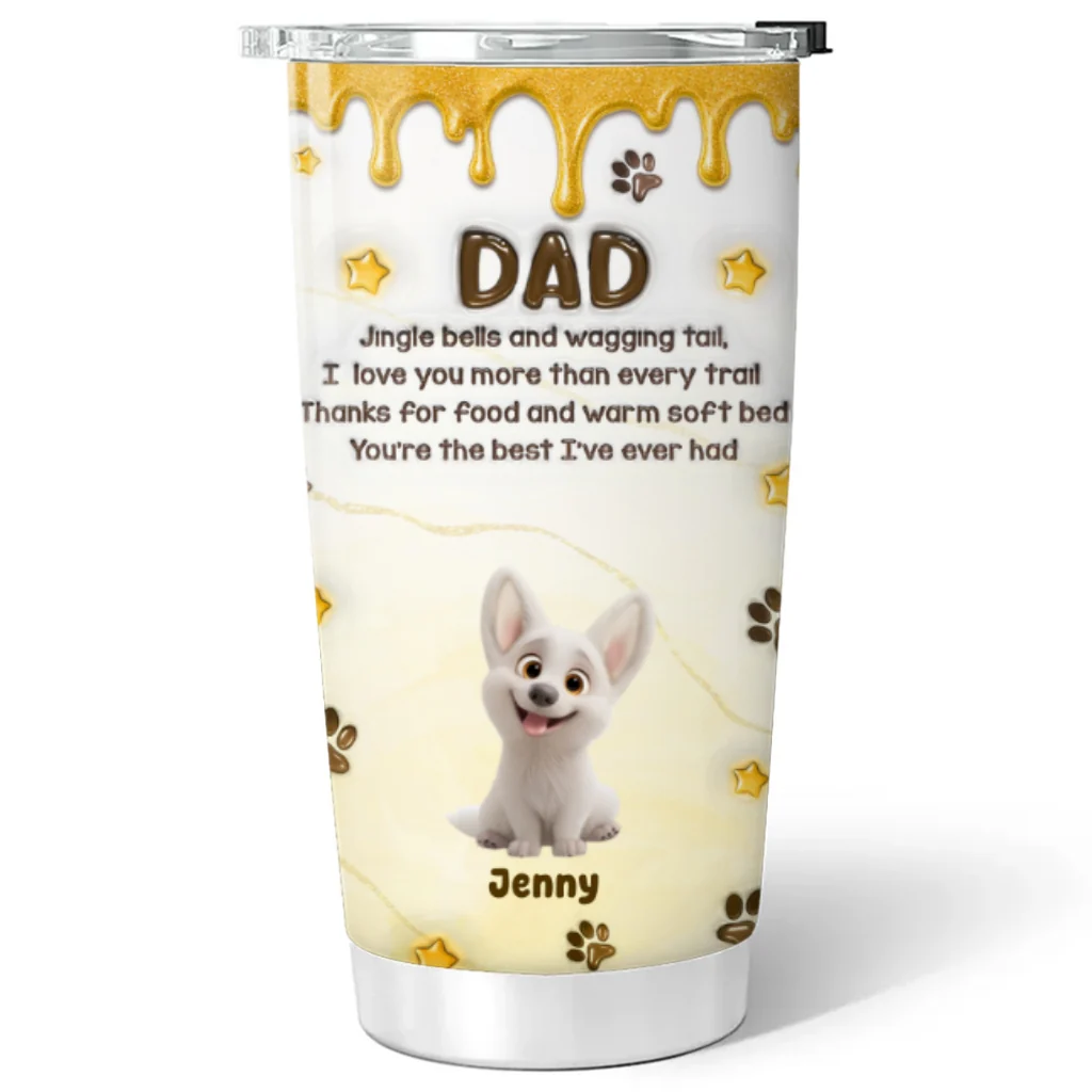 Jingle Bells And Wagging Tail - Personalized Custom 3D Effect Tumbler - Image 6