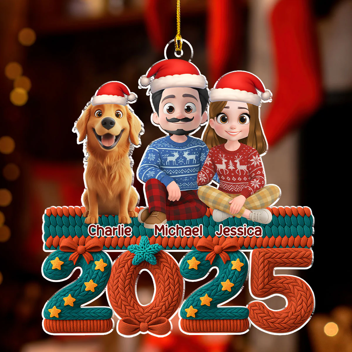 Jolly Year - Personalized Custom 3D Effect Acrylic Ornament - Image 2