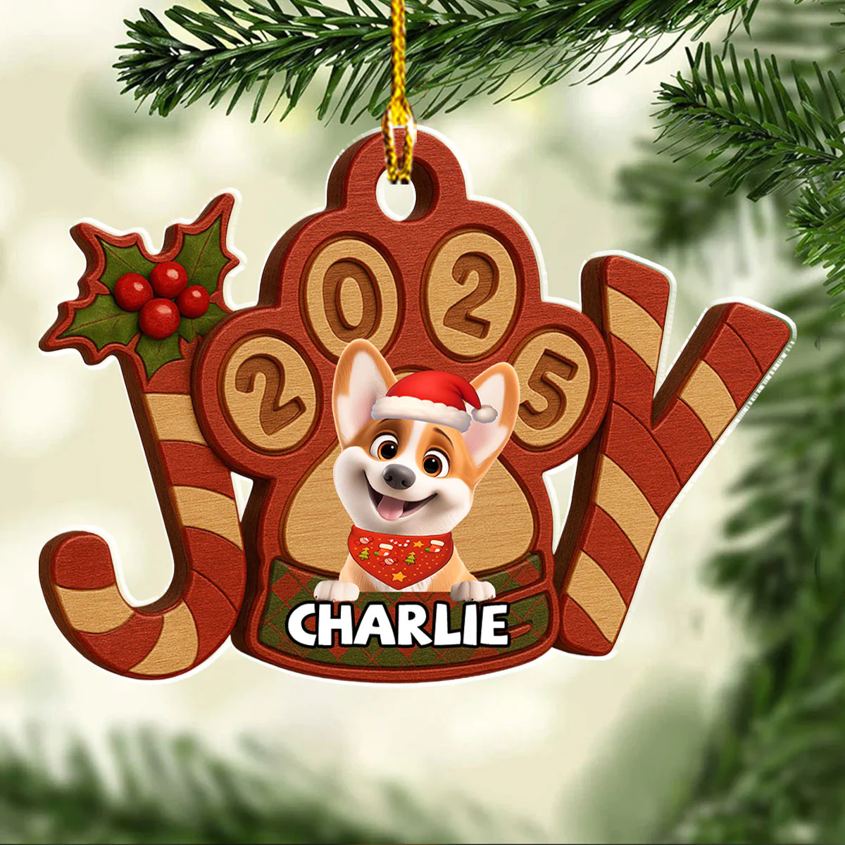 Joyful Season - Personalized Custom 3D Effect Acrylic Ornament