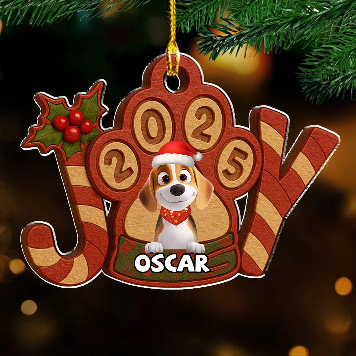 Joyful Season - Personalized Custom 3D Effect Acrylic Ornament - Image 2