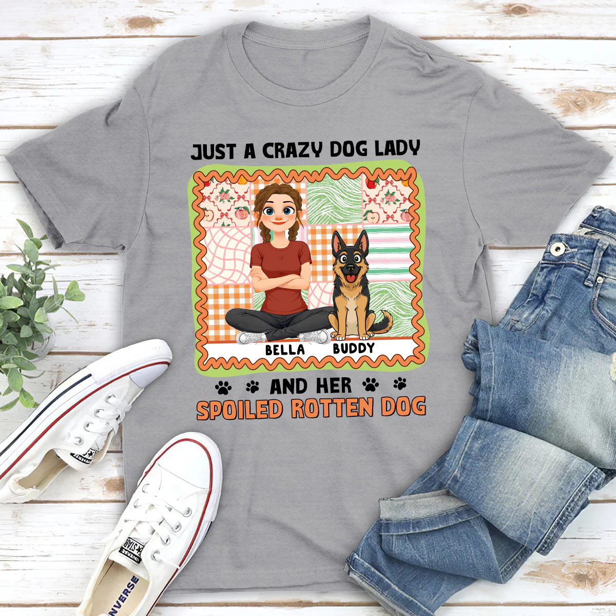 Just A Crazy Girl And Her Funny Dog - Personalized Custom Unisex T-shirt - Image 3