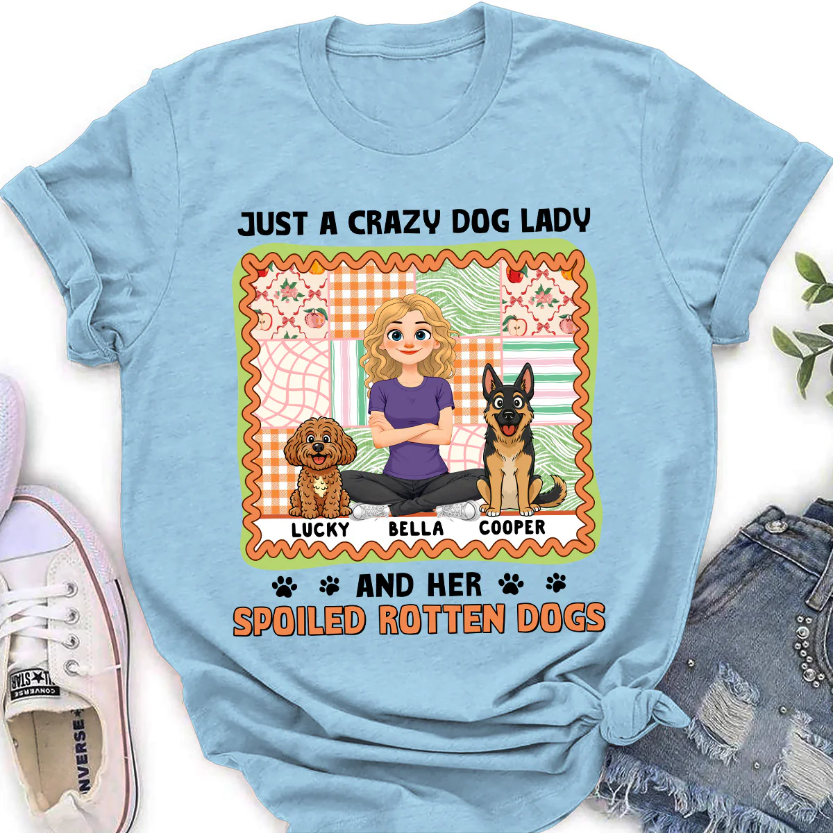 Just A Crazy Girl And Her Funny Dog - Personalized Custom Women's T-Shirt - Image 3