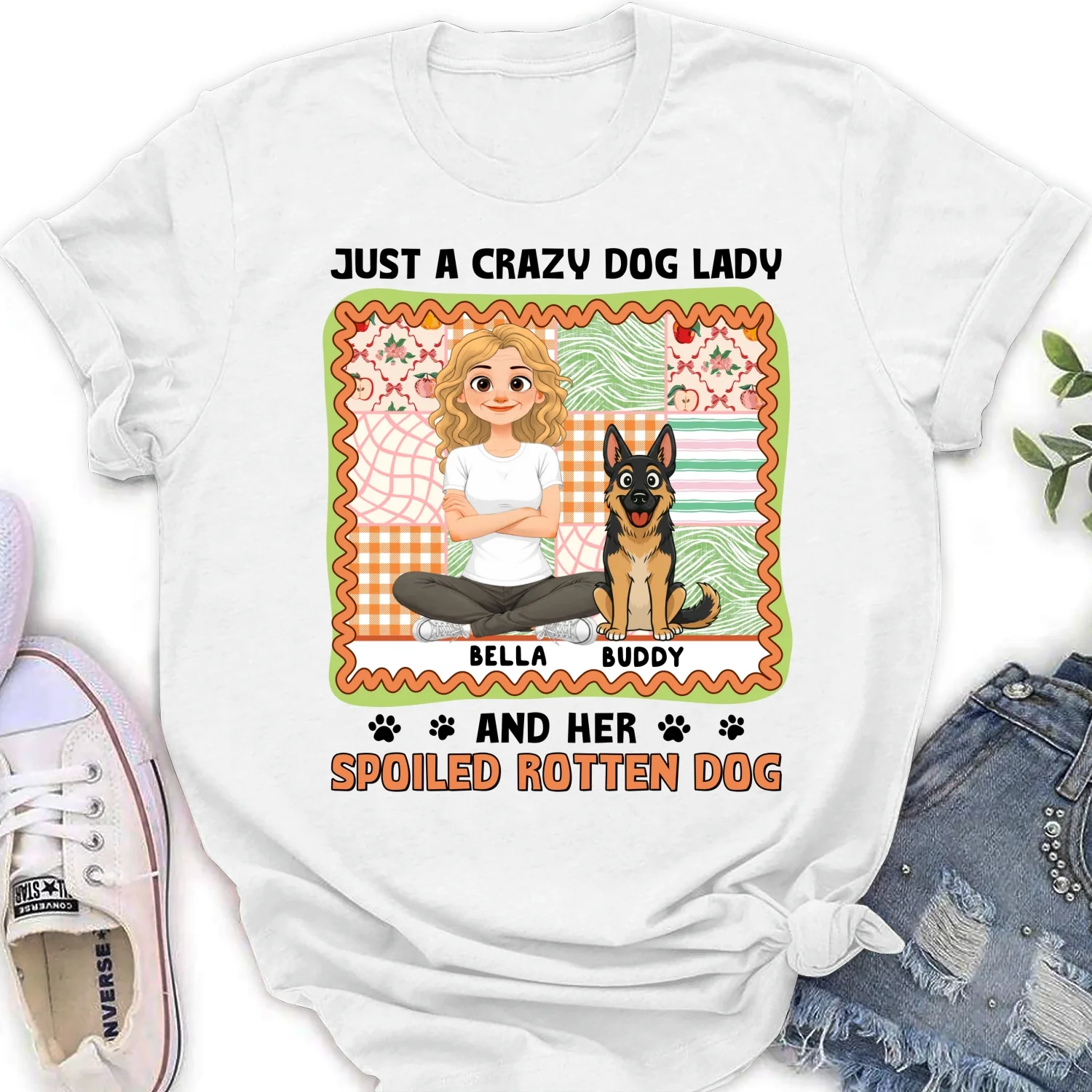 Just A Crazy Girl And Her Funny Dog - Personalized Custom Women's T-Shirt - Image 5