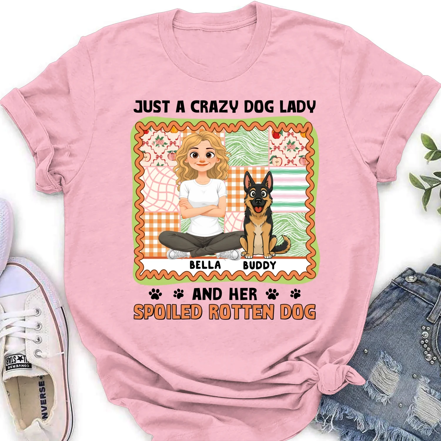 Just A Crazy Girl And Her Funny Dog - Personalized Custom Women's T-Shirt - Image 7