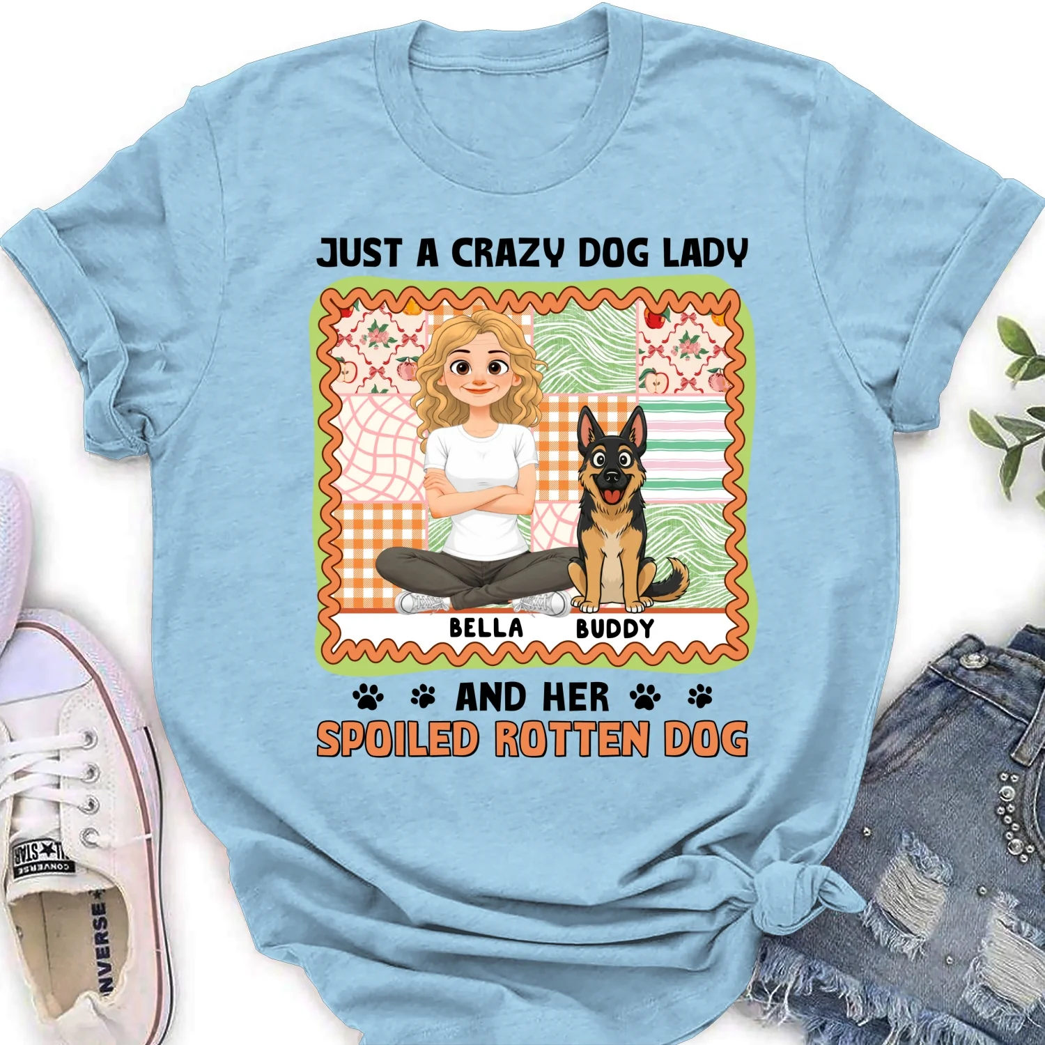Just A Crazy Girl And Her Funny Dog - Personalized Custom Women's T-Shirt - Image 8