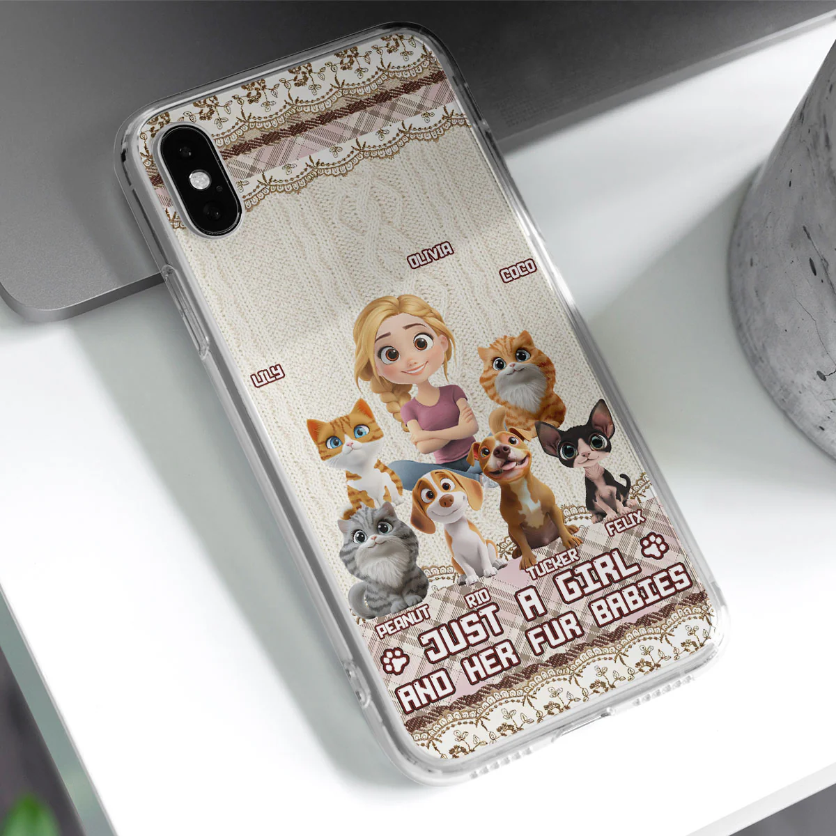 Just A Girl And Her Babies - Personalized Custom Phone Case - Image 3