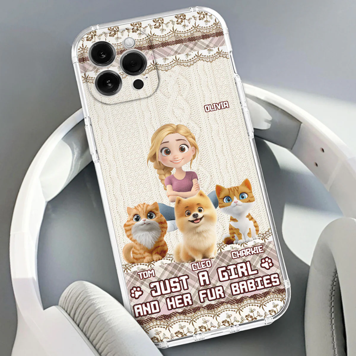 Just A Girl And Her Babies - Personalized Custom Phone Case - Image 4