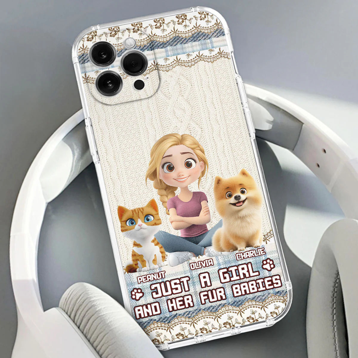 Just A Girl And Her Babies - Personalized Custom Phone Case - Image 7
