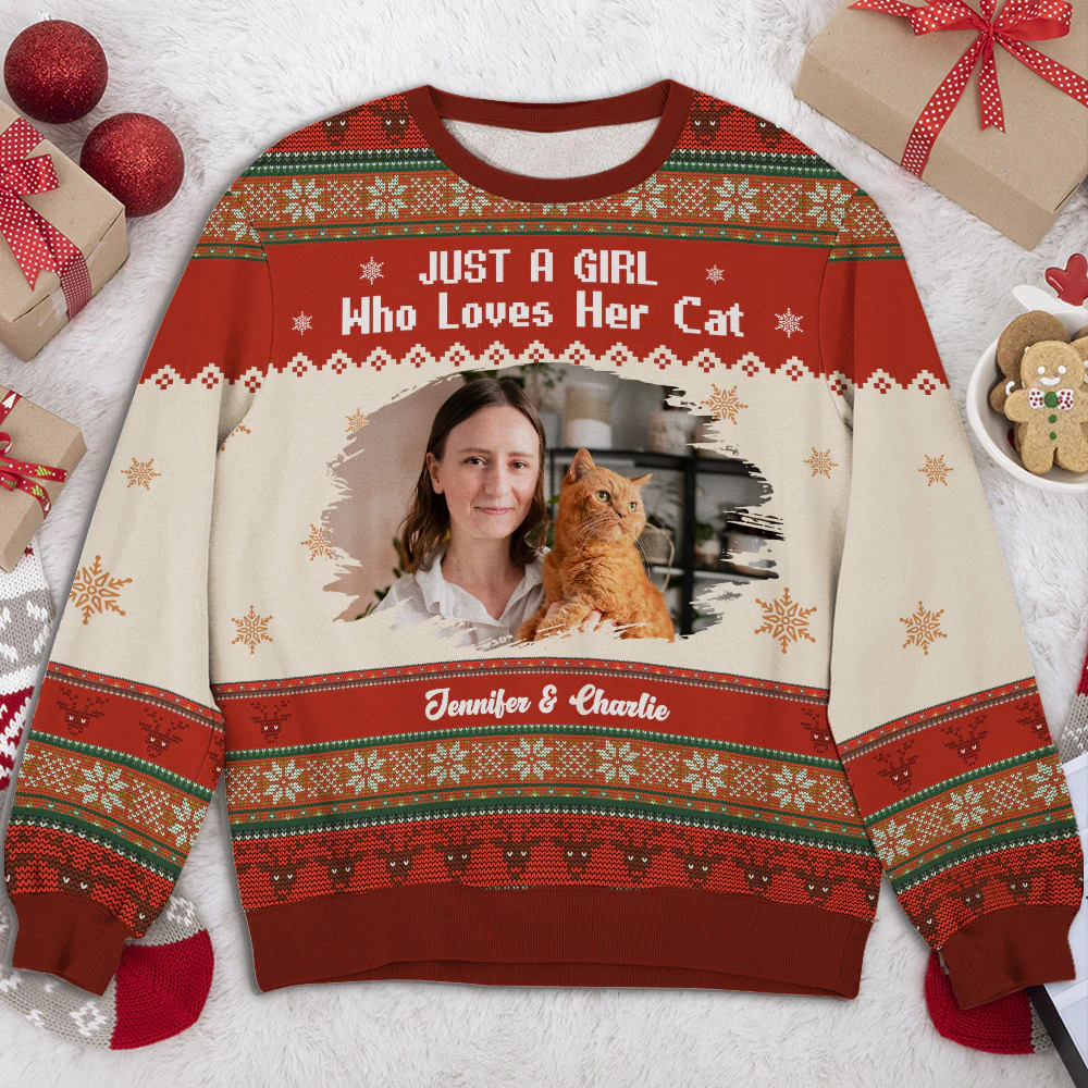 Just A Girl And Her Lovely Cats Photo - Personalized Custom All-Over-Print Sweatshirt
