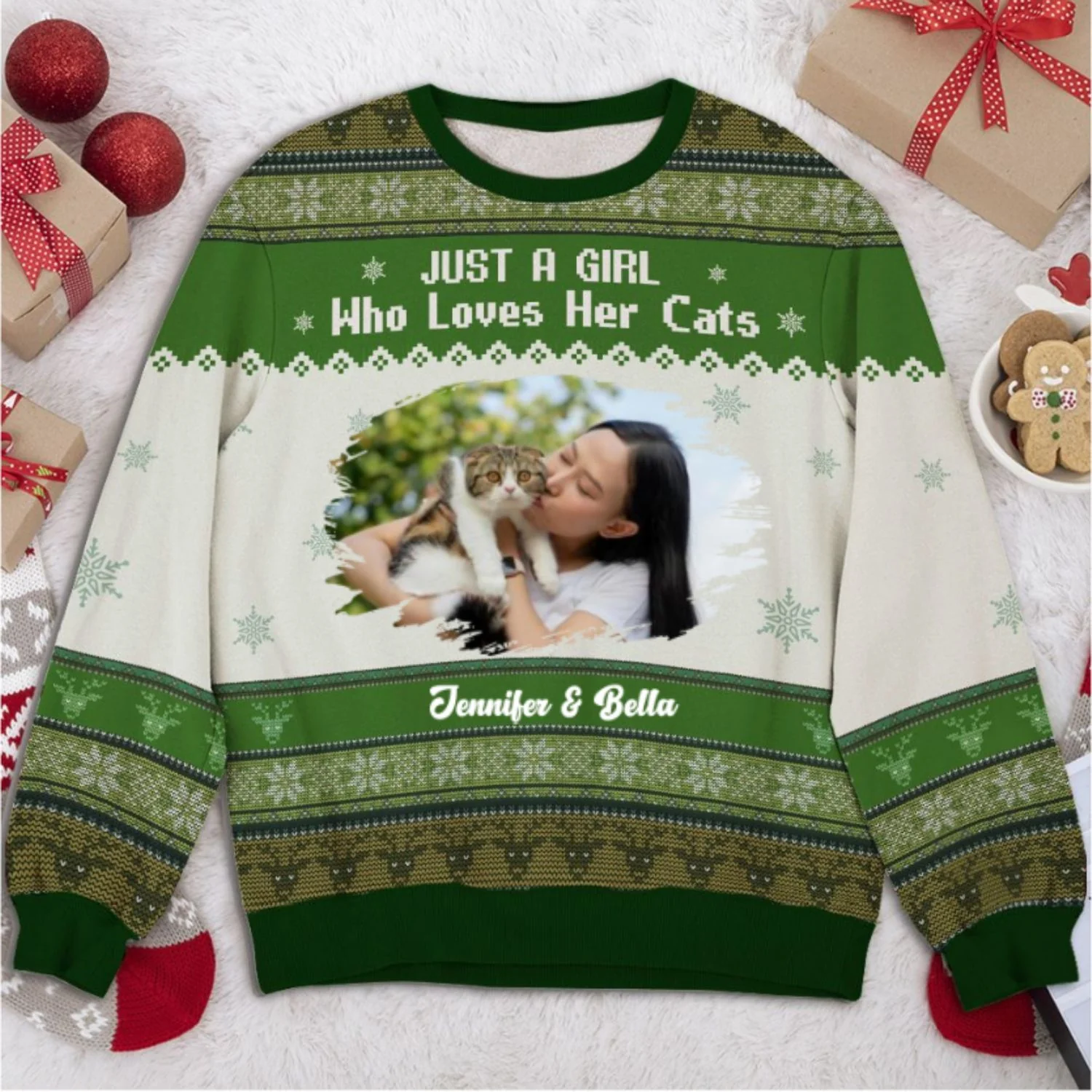 Just A Girl And Her Lovely Cats Photo - Personalized Custom All-Over-Print Sweatshirt - Image 4