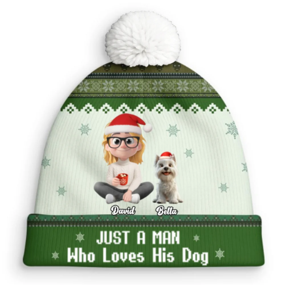 Just A Girl And Her Lovely Dogs - Personalized Custom Bobble Beanie Hat - Image 7