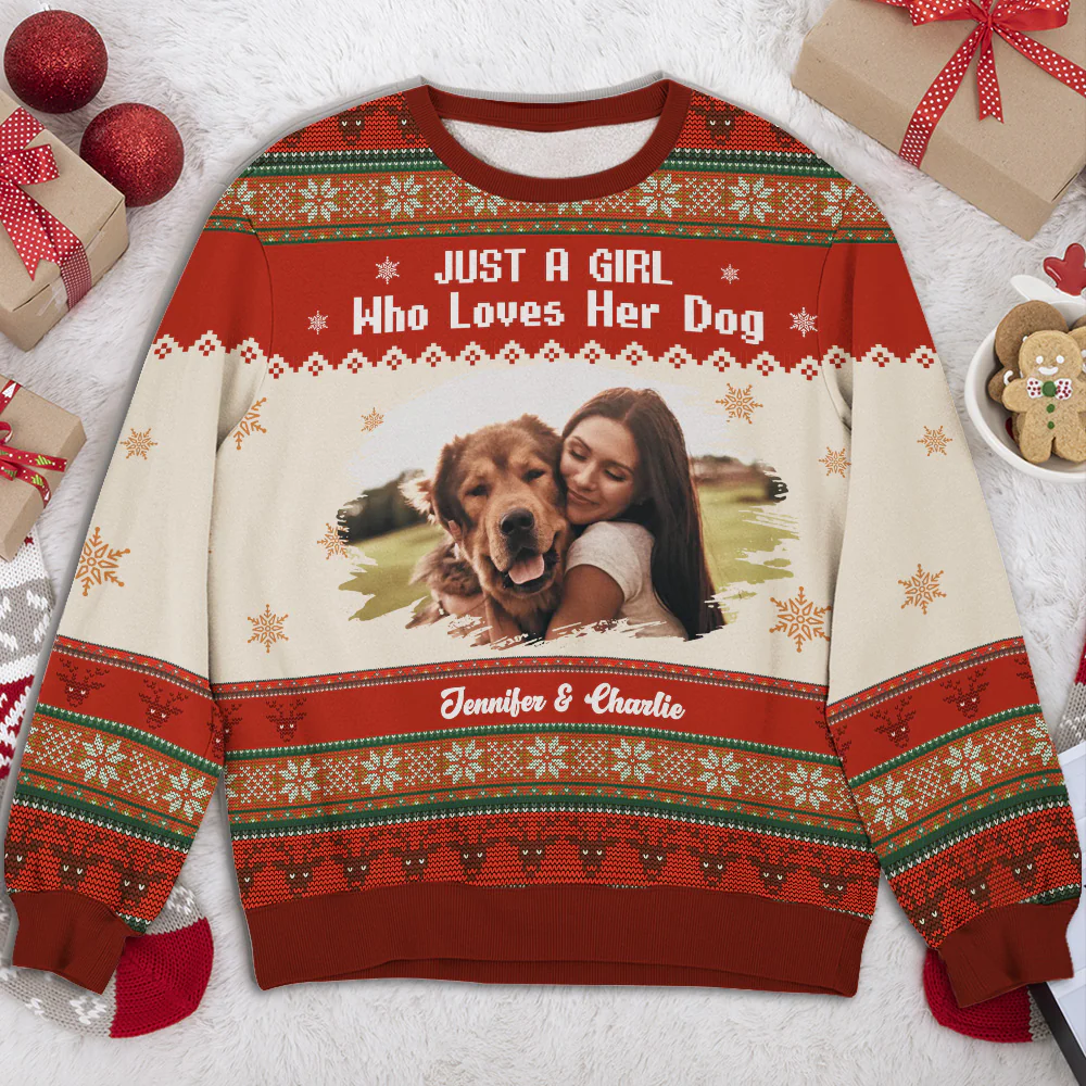 Just A Girl And Her Lovely Dogs Photo - Personalized Custom All-Over-Print Sweatshirt