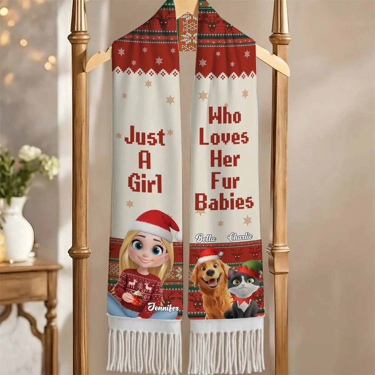 Just A Girl And Her Lovely Fur Babies - Personalized Custom Scarf