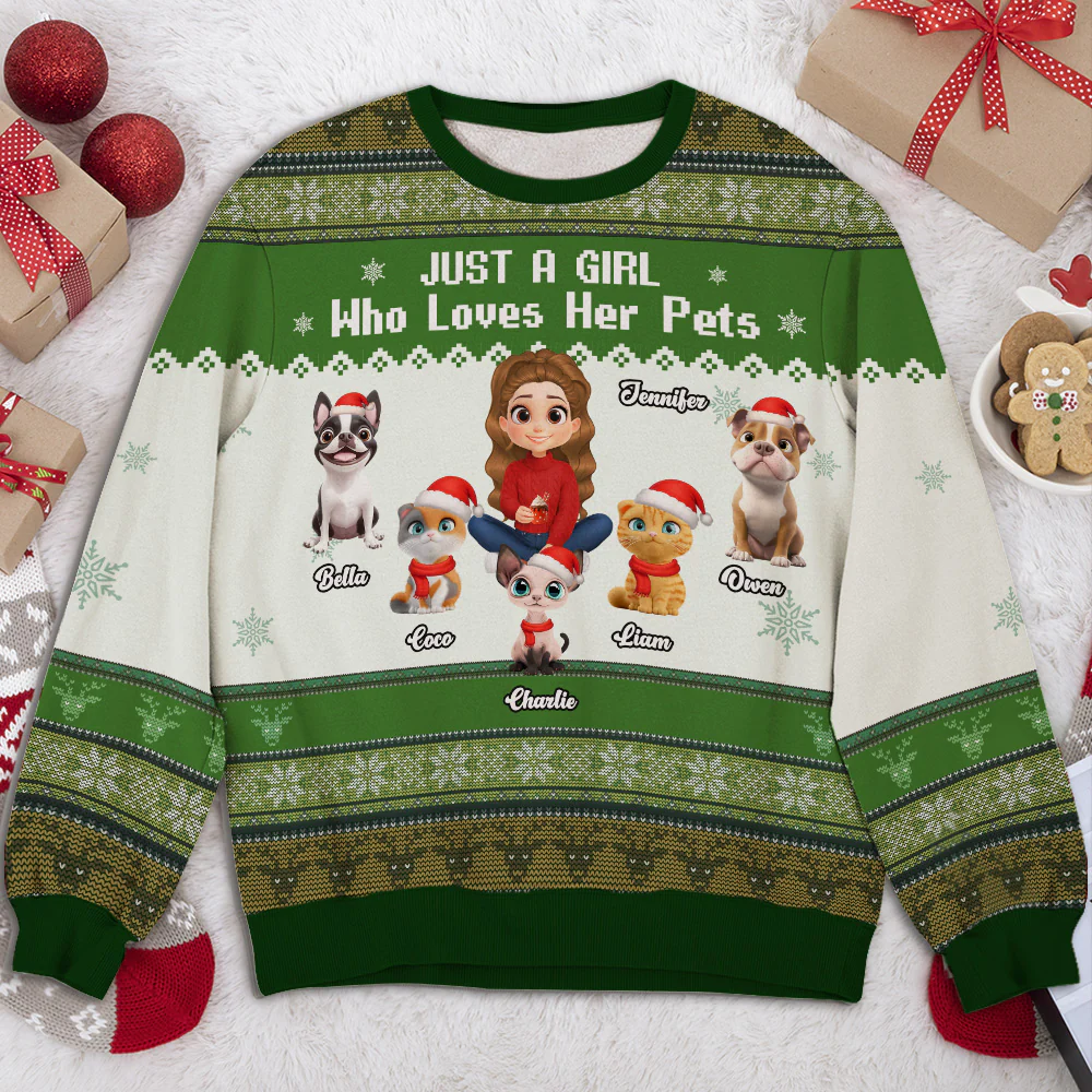 Just A Girl And Her Lovely Pets - Personalized Custom All-Over-Print Sweatshirt - Image 3
