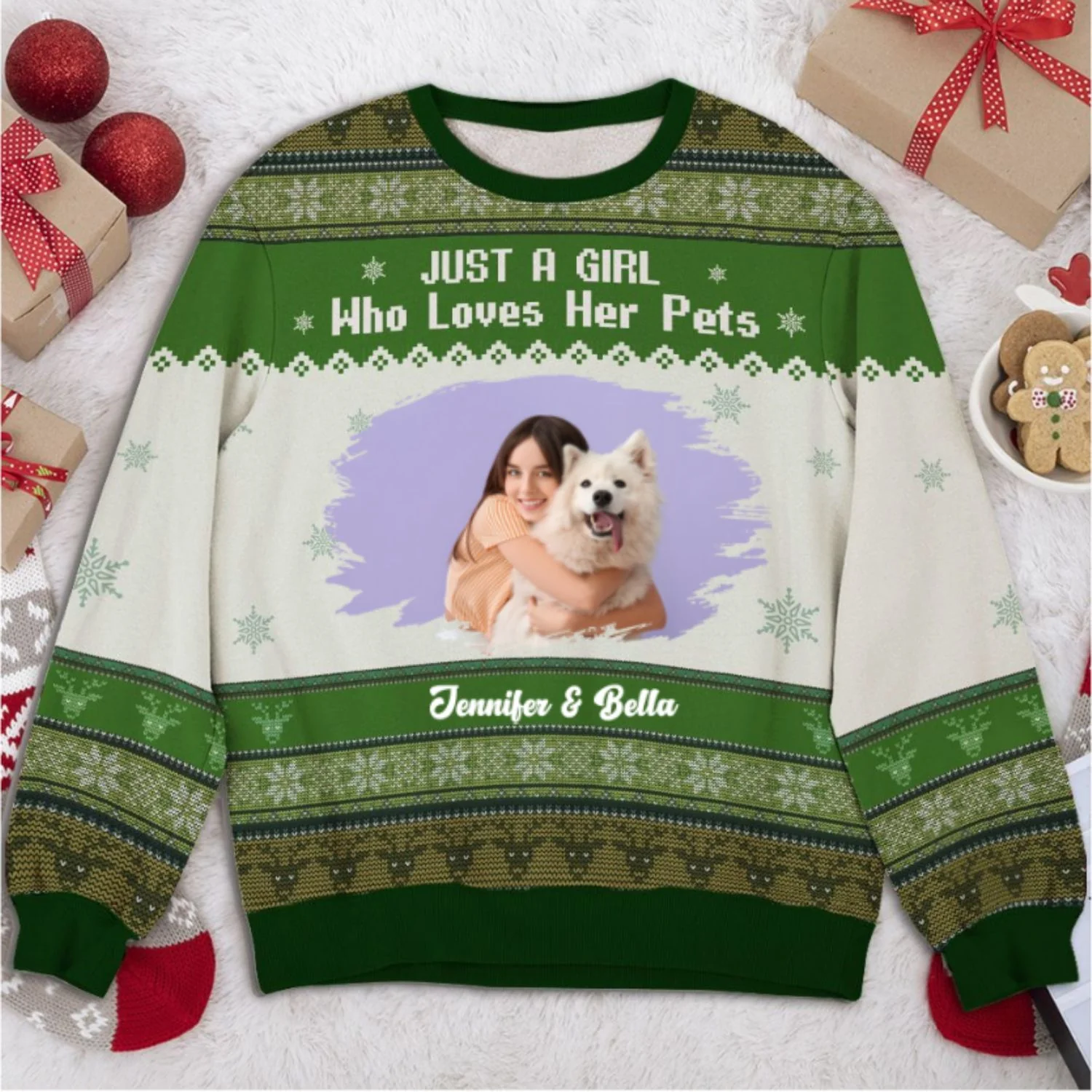 Just A Girl And Her Lovely Pets Photo - Personalized Custom All-Over-Print Sweatshirt - Image 4