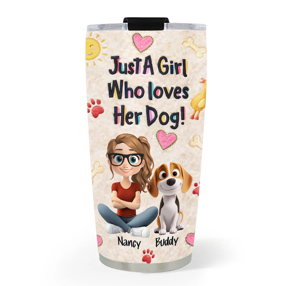 Just A Girl And Stuffy Dogs - Personalized Custom 3D Effect Tumbler